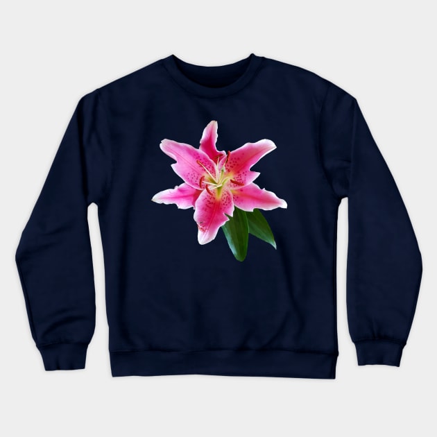 Pink Lily Flower Crewneck Sweatshirt by ellenhenryart